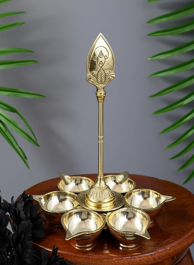 PUYANGAM بويانغام براس 6 موغام فيل فيلاككو | Vel Murugan Diya - مصباح وجه Tamil Om Vel Brass 6 للبوجا - Image 2